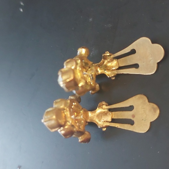 Vintage rhinestones floral design some uranium glass necklace and earrings set - Picture 13 of 13